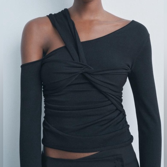 NWT ZARA FITTED KNOT TOP SIZE M - Picture 1 of 12